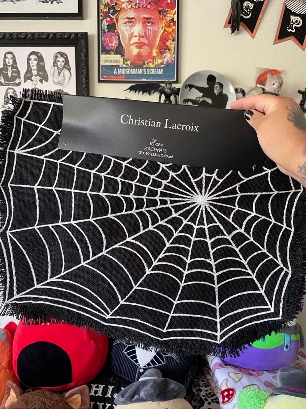 Christian Lacroix Black and White Spiderweb Placemat Set